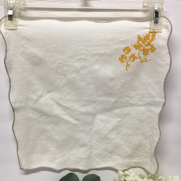 Antique Embroidery Linen Dinning Table French runner mat set of 3 Napkins - Picture 5 of 16